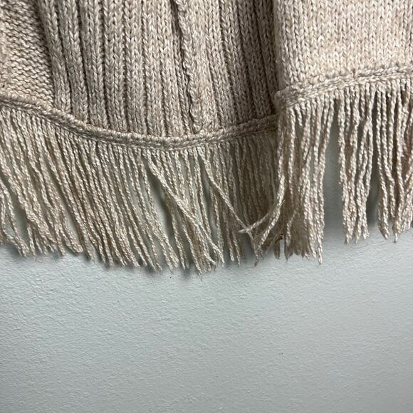 Chico's Beige Long Fringe Open Front Midi Sweater Vest Size 0 (U.S. Small) Boho - Picture 4 of 6